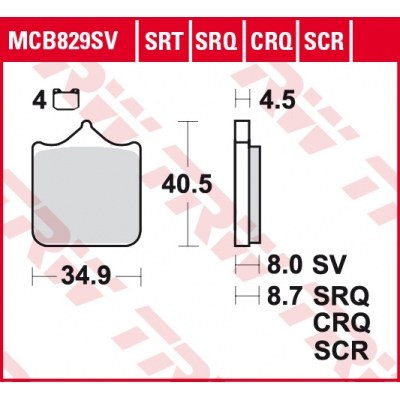 Pastillas de freno delanteras sinterizadas serie SRT TRW MCB829SRT