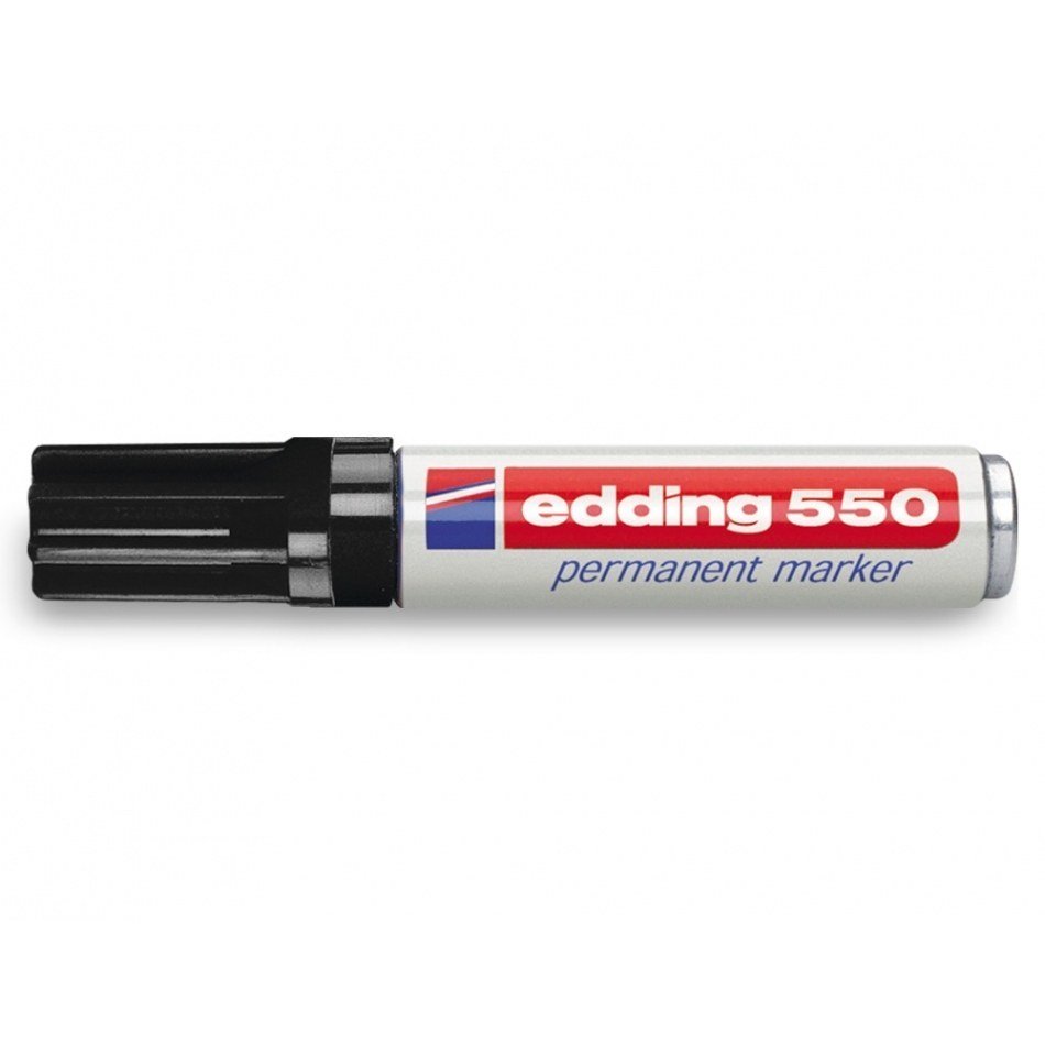 Edding 550 Rotulador Permanente - Punta Redonda - Trazo entre 3 y 4 mm. - Recargable - Secado Rapido - Color Negro