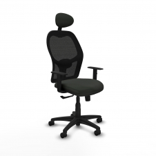 Piqueras y Crespo Aloc?n sincro malla negra bali negro brazos 1D base poliamida cabecero fijo ruedas nailon 50mm