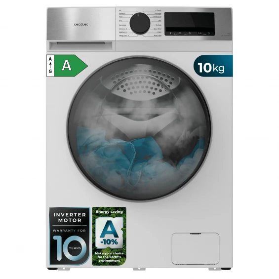 Lavadora Cecotec Bolero DressCode 10450 Inverter, 10 kg, 1400 rpm, clase A-10%, blanco