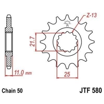 Piñón con goma anti-ruido JT SPROCKETS acero 580 - 530 JTF580.17RB