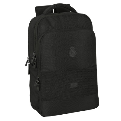 Safta Real Madrid Premium Mochila para Portatil hasta 15.6 - Conector USB - Hombreras Acolchadas - Portabotellas - Organizador - Cremalleras Dobles - 19.15L - 290x150x440mm - Color Negro