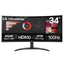 Monitor LG 34 Curvo UltraWide QHD VA 3440x1440 100Hz HDMI DP 1 year de garantia