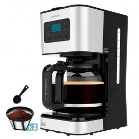 Cafetera de goteo Cecotec Coffee 66 Smart Plus, programable, 12 tazas, AutoClean, ExtemAroma, ref. 01999, negro e inox