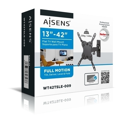 Aisens - Soporte Eco Giratorio, Inclinable y Nivelable Para Monitor/Tv /TV 20KG (2 PIVOTES) DE 13-42, NEGRO