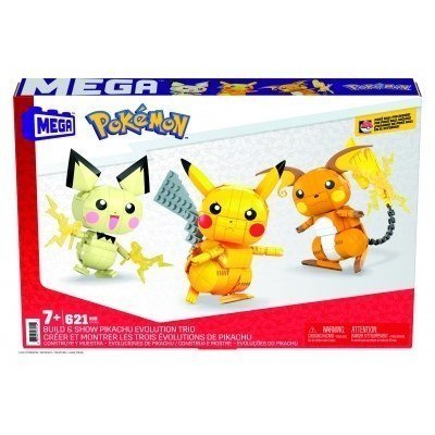 Figura mattel mega construx pokemon 3 pokemon pichu - pikachu y raichu