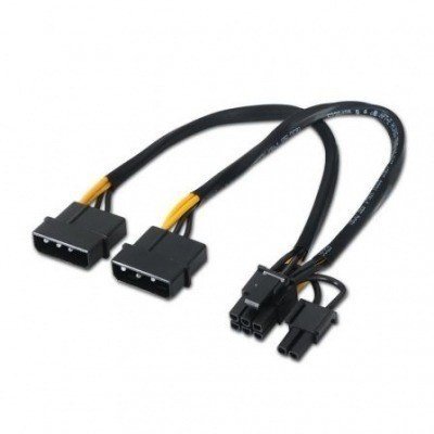 Cable Alimentación Tarjeta Gráfica Aisens A131-0165/ 2x Molex Macho - Molex 6+2 PIN Macho/ 0.2m