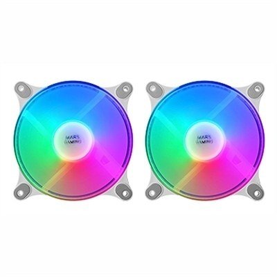 KIT 2xVENTILADOR INTERNO FRGB MARS GAMING MF-DUO WHITE 12x12cm ULTRASILENCIOSOS 15db ILUMINACION FRGB RAINBOW 360º DOBLE CONEXION