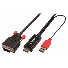 Lindy 41456 adaptador de cable de v?deo 2 m HDMI VGA (D-Sub) Negro
