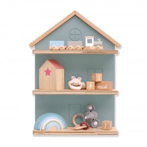 Estantería infantil pared con forma de casita madera/eucalipto · Ville H163-M9757