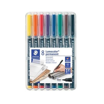 STAEDTLER Paq.8 rotuladores permanentes Lumocolor trazo 0,9mm surtidos