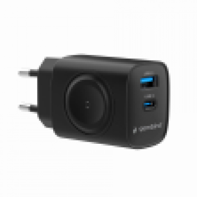 CARGADOR GEMBIRD 2-1 USB CARGA RAPIDA + APPLE WATCH NEGRO