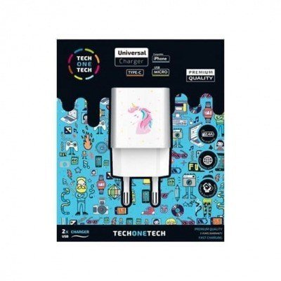 CARGADOR DOBLE TECH ONE TECH UNICORNIO DREAM 2.4A/ALTO REND