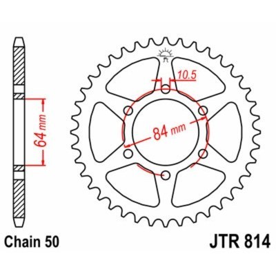 Corona JT SPROCKETS acero estándar 814 - Paso 530 JTR814.50