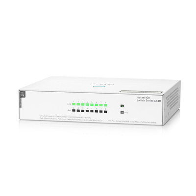 Aruba Networking Aruba Instant On 1430 8G No administrado L2 Gigabit Ethernet (10/100/1000) Energía sobre Ethernet (PoE) Blanco