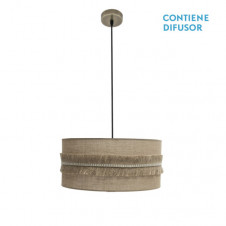 Colgante Kala 2xe27 Cuero/saco Regx50x50 Cm Con Flecos