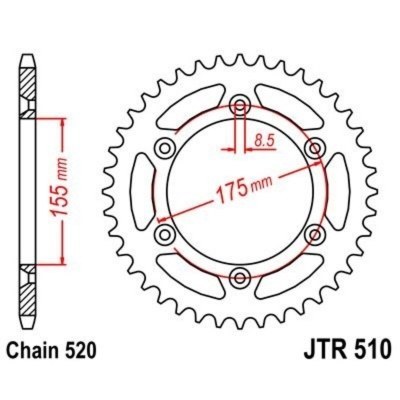 Corona JT 510 de acero con 52 dientes JTR510.52