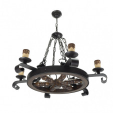 Lampara Rustico Rueda 6xe27 Marron REGx70x70 Cm