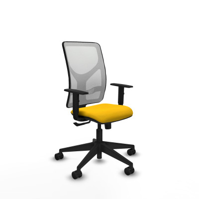 Motilla sincro malla blanca bali amarillo brazos 1D base piramidal ruedas 65mm nailon