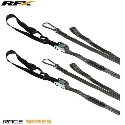 Correas de amarre RFX serie Race 1.0 (gris/negro) con bucle adicional y clip de mosquetón FXTD3000055BK