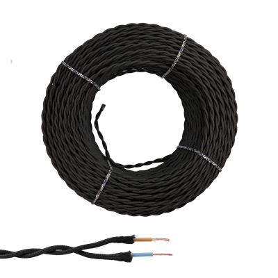 Cable paralelo textil trenzado h05vv-f 2 x 1,50 mm² negro euro/m
