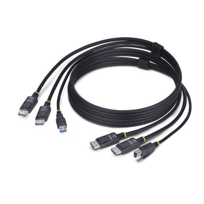 Cable KVM DisplayPort de Doble Pantalla con USB 5Gbps de 1,8m - 4K 60Hz - DP 1.2 - Cable para Conmutador KVM para Dos Monitores