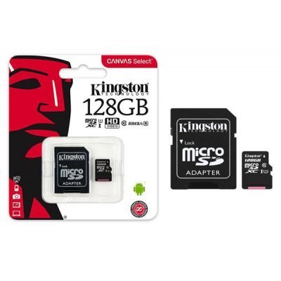 Tarjeta de Memoria Kingston CANVAS Select Plus 128GB microSD XC con Adaptador/ Clase 10/ 100MBs