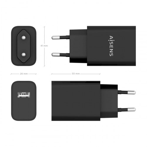 Aisens - Cargador Usb 10W Alta Eficiencia, 5V/2A, Negro