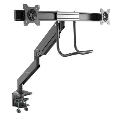 Brazo de Soporte de Escritorio para 2 Monitores - con Montura para Grommet y Mordaza