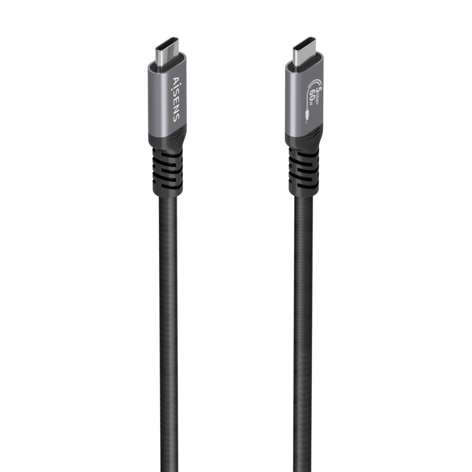 AISENS - CABLE USB 3.2 GEN1 ALUMINIO 5GBPS 4K@60HZ 3A 60W E-MARK, TIPO USB-C/M-USB-C/M, NEGRO, 10M