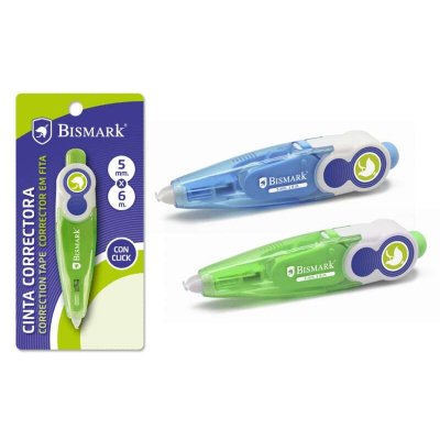 Bismark Cinta Correctora 5mmx6m - Sistema Retro que Oculta el Extremo - Perfecta Adherencia al Papel - Presentacion en Blister Individual - Colores Surtidos Aleatorios