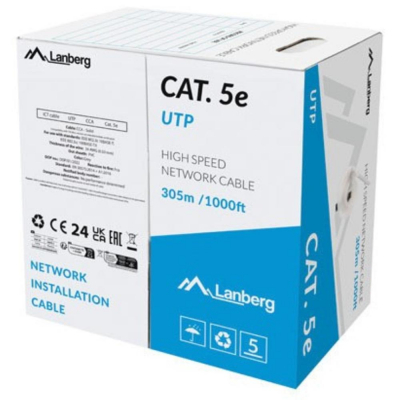 Bobina 1gb - s lanberg u - utp rj45 solido cca 305m gris