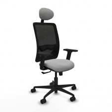 Piqueras y Crespo Zulema sincro malla negra bali gris claro brazos 2D base nailon cabecero fijo ruedas 65mm nailon