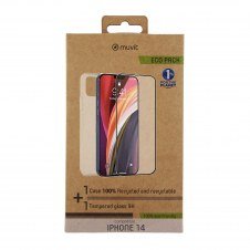 Funda muvit para iphone 14 + protector pantalla vidrio templado plano marco negro