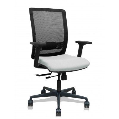 Silla Haches traslack malla negra asiento bali gris claro brazos 2D ruedas 65mm