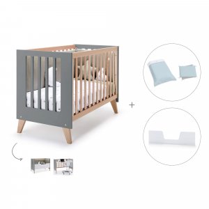 Cuna-escritorio-cama 60x120 cm madera/antracita (3en1) + textil Mint · Nexor