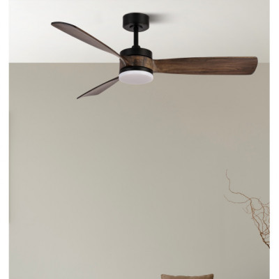 Ventilador Dc Oriente 26w Negro 3 Aspas Roble 132d 6vel 3colores 2950lm Remoto,temporizador,memoria 24