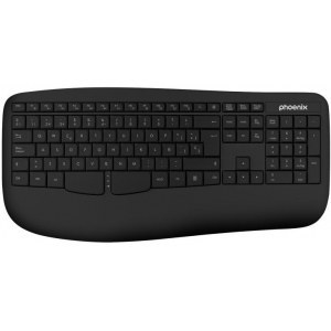 Teclado Phoenix K201 ergonómico inalámbrico negro