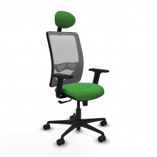 Piqueras y Crespo Zulema sincro malla gris bali verde brazos 2D base nailon cabecero fijo ruedas 65mm nailon