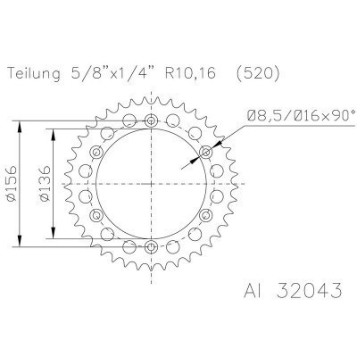 Corona ESJOT Aluminio 51-32043 52 dientes 51-32043-52