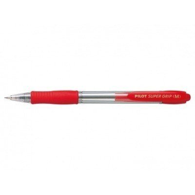Pilot Boligrafo de bola retractil SuperGrip - Punta redonda 1.0mm - Trazo 0.4mm - Tinta de Aceite - Grip Ergonomico - Color Rojo