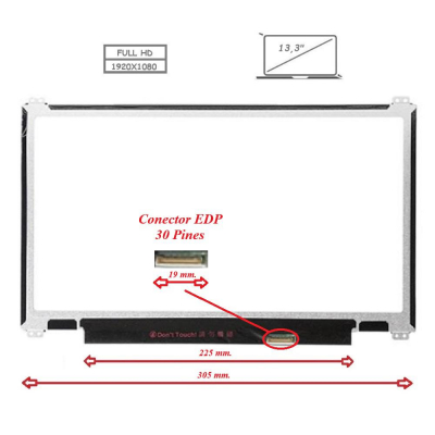 Pantalla para portátil LED 13.3 Slim Full HD 30 pines