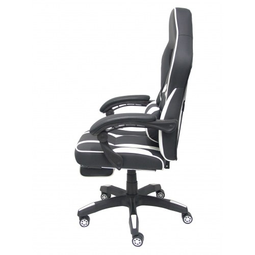 Silla gaming Bonete similpiel negro y blanco con reposapiés