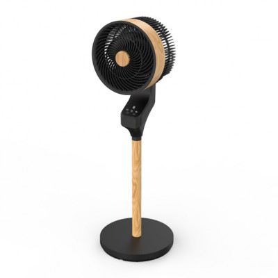 Ventilador Pie Bizancio Negro/haya 50w 3velocidades 95x30x30 Oscilante,tactil Display,remoto Y Temporizador