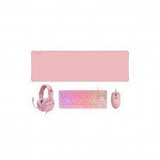 Mars Gaming MCP-RGB3, Pack Gaming Teclado Fixed RGB + Ratón Gaming RGB Flow 3200 DPI + Auriculares Over-Ear RGB + Alfombrilla XXL, Rosa, Idioma Portu