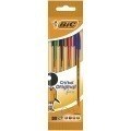 Bic Cristal Original Fine Pack de 4 Boligrafos de Bola - Punta Redonda de 0.8mm - Trazo de 0.30mm - Tinta con Base de Aceite - Translucido - Colores Surtidos