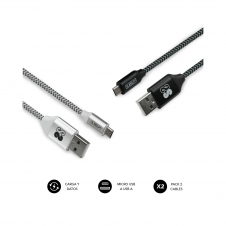 SUBBLIM PACK 2 Cables MICRO USB A/USB A (2.4) 1 m Negro, Gris, Blanco
