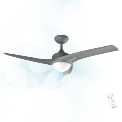 Cecotec EnergySilence Aero 560 Ventilador de Techo con 3 Aspas y Luz LED Integrada - Potencia de 62W - Diametro de 52 - Mando a Distancia - Modo Invierno/Verano - 3 Velocidades - Color Gris