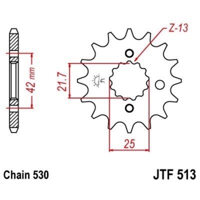 Piñón con goma anti-ruido JT SPROCKETS acero 513 - 530 JTF513.15RB