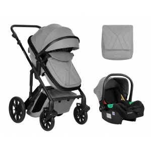 Carrito de bebé Kikkaboo 3 en 1 asiento transf. Darling Gris Claro